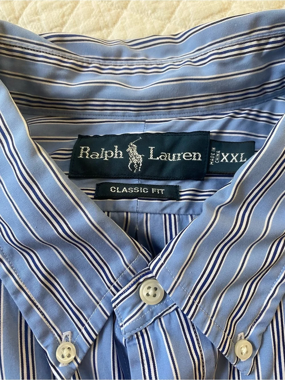 Polo by Ralph Lauren Pony Blue Striped Button-Down Long Sleeve Shirt Oxford XXL